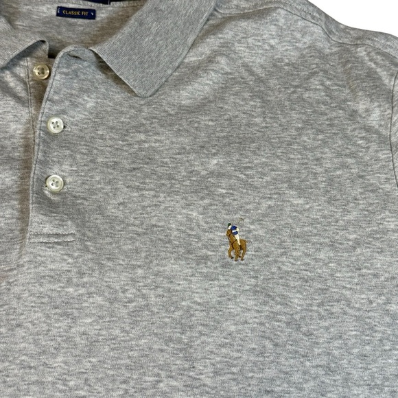 Polo Ralph Lauren Mens XL Custom fit Short Sleeve Polo Shirt Gray Brown Pony - Picture 3 of 4